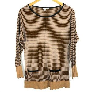 Halogen Brown Striped Knit Dolman Sleeve Sweater